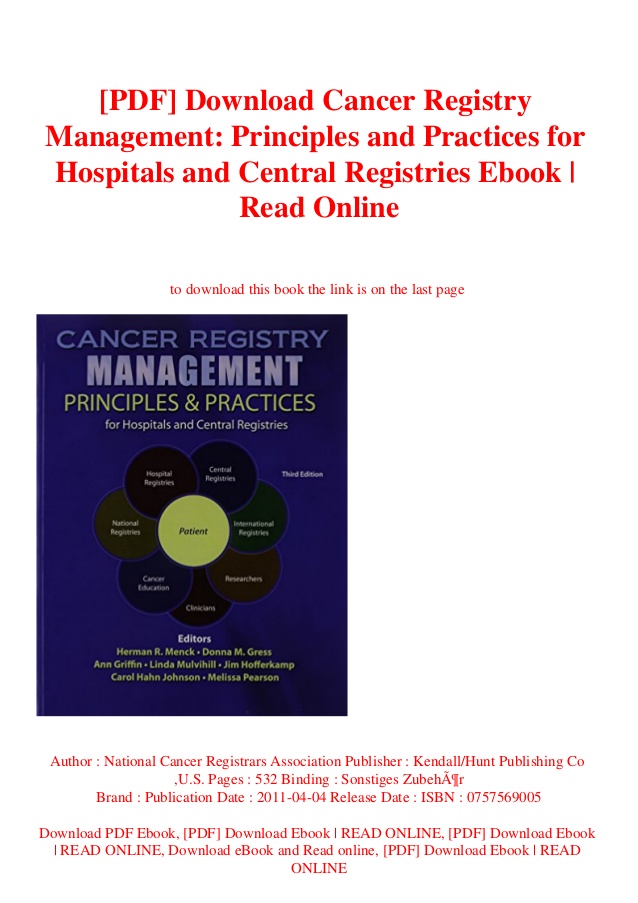 Cancer Registry Management Principles And Practice